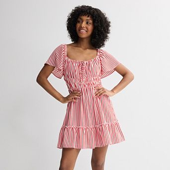 Juniors' Rewind Flutter Sleeve Skater Dress