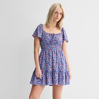 Juniors' Rewind Flutter Sleeve Skater Dress