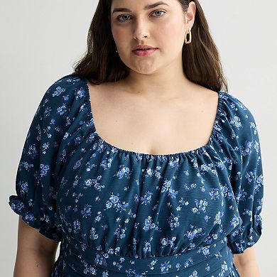 Juniors' Plus Size Mary & Mo Puff Sleeve Airflow Dress