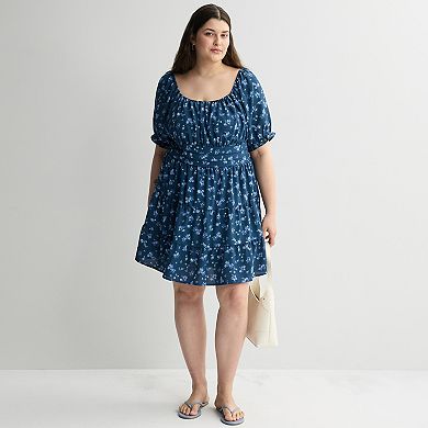 Juniors' Plus Size Mary & Mo Puff Sleeve Airflow Dress