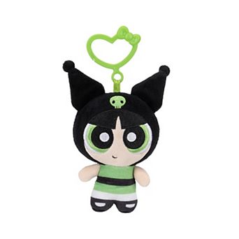Hello Kitty x Powerpuff Girls Buttercup Kuromi 4-inch Plush Clip-On Toy