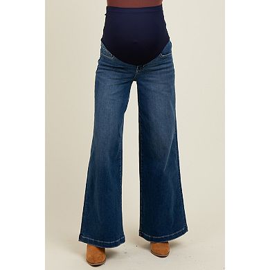 Maternity Blue Super Wide Leg Maternity Jeans