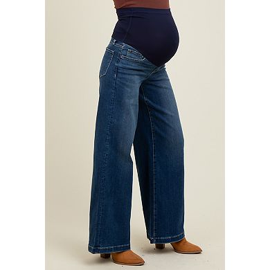 Maternity Blue Super Wide Leg Maternity Jeans