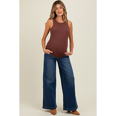 Maternity Blue Super Wide Leg Maternity Jeans