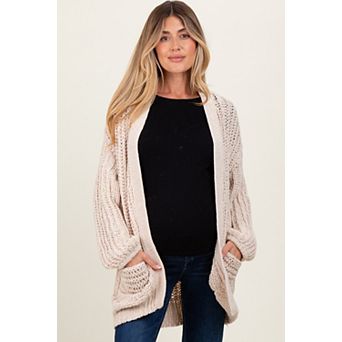 Maternity Chunky Knit Oversized Pocket Cardigan