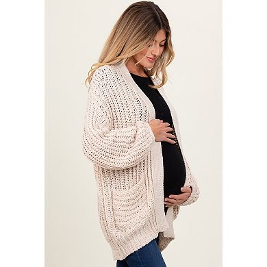 Maternity Chunky Knit Oversized Pocket Cardigan