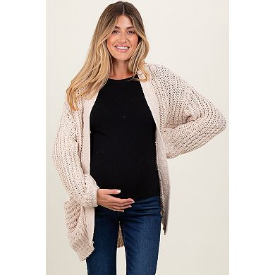 Maternity Chunky Knit Oversized Pocket Cardigan