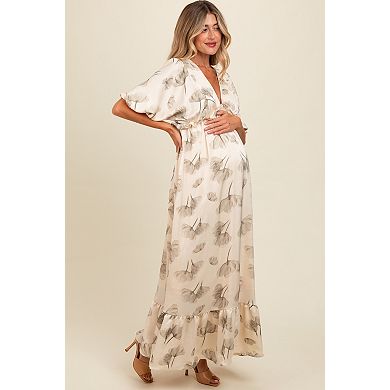 Maternity Floral Chiffon Ruffle Accent Maxi Dress