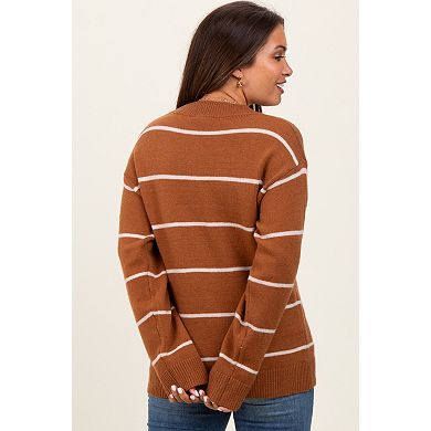 Maternity Striped Mock Neck Sweater