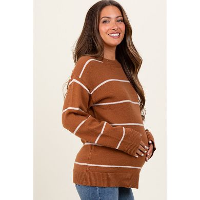 Maternity Striped Mock Neck Sweater