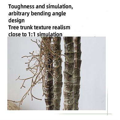 Artificial Palm Tree, Decorative Fake Palm Tree in Pot with with Natural Trunks & Real Touch Leaves