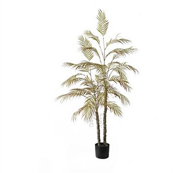 Artificial Palm Tree, Decorative Fake Palm Tree in Pot with with Natural Trunks & Real Touch Leaves