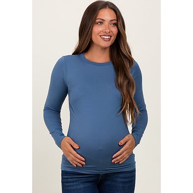 Maternity Taupe Basic Long Sleeve Top