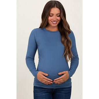 Maternity Taupe Basic Long Sleeve Top