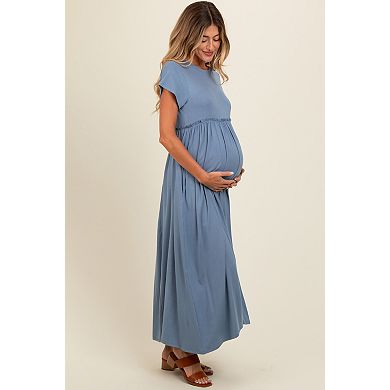 Maternity Ruffle Trim Maxi Dress