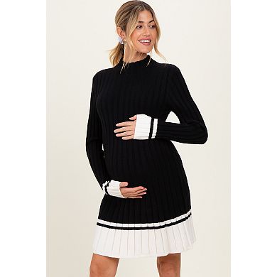 Maternity Ribbed Contrast Hem Sweater Dress