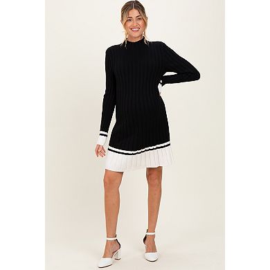 Maternity Ribbed Contrast Hem Sweater Dress
