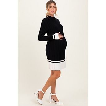 Maternity Ribbed Contrast Hem Sweater Dress