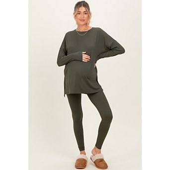 Maternity Brushed Knit Oversized Top and Legging Set