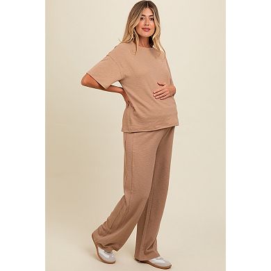 Maternity Textured Knit Oversized Tee And Pants Set