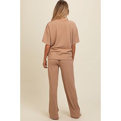 Maternity Textured Knit Oversized Tee And Pants Set