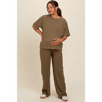 Maternity Textured Knit Oversized Tee And Pants Set