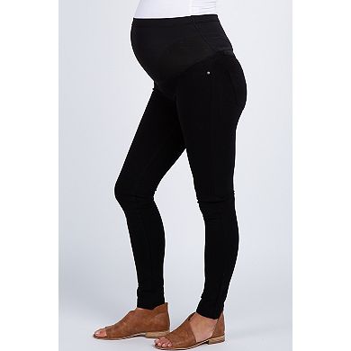 Maternity Black Solid Basic Maternity Jeggings