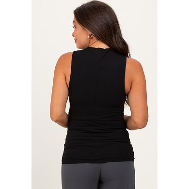 Maternity Ribbed Sleeveless Mock Neck Top