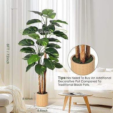 Artificial Pothos Plant in Decorative Pot, Fake Devil's Ivy for Low Maintenance Home & Office Decor