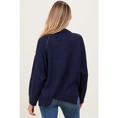 Maternity Waffle Knit Side Slit Sweater