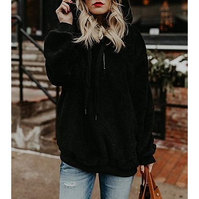 Women's Hoodie Pullover Half-Zip Oversized Sweatshirt with Pockets