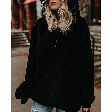 Women's Hoodie Pullover Half-Zip Oversized Sweatshirt with Pockets