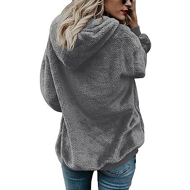 Women's Hoodie Pullover Half-Zip Oversized Sweatshirt with Pockets