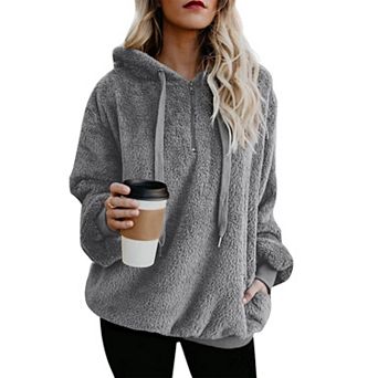 Women's Hoodie Pullover Half-Zip Oversized Sweatshirt with Pockets