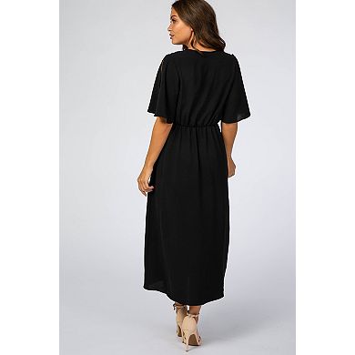 Maternity Open Sleeve Wrap Midi Dress