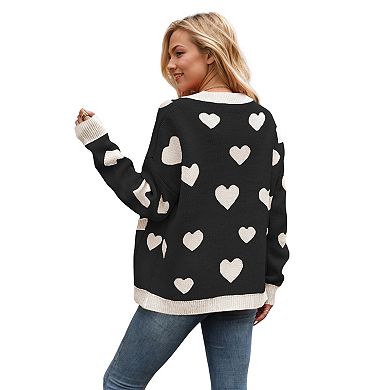 Women's Hollow Out Lantern Sleeve Cardigan Mid-Length Open Front Knit Sweater Coat