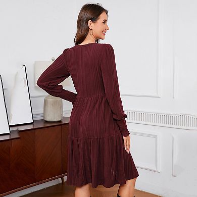 Maternity Women Puff Long Sleeve Sweater Dress