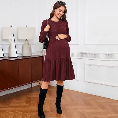 Maternity Women Puff Long Sleeve Sweater Dress