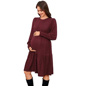 Maternity Women Puff Long Sleeve Sweater Dress