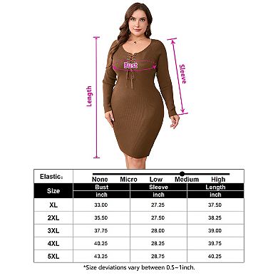 Plus Size Women Slim Fit Tie Front Sweater Dress