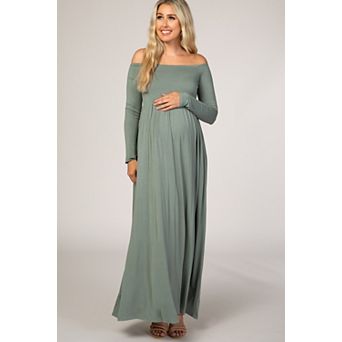 Maternity Off Shoulder Long Sleeve Maxi Dress