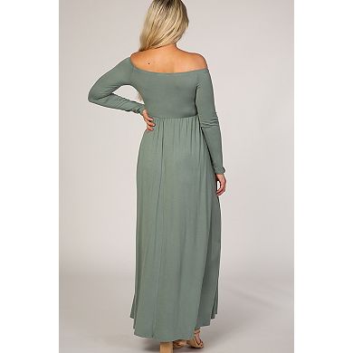 Maternity Off Shoulder Long Sleeve Maxi Dress
