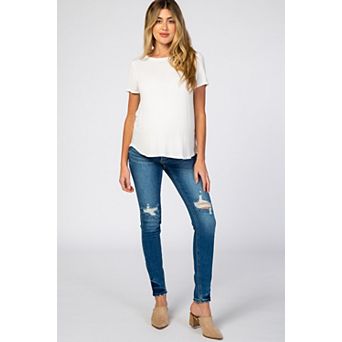 Maternity Distressed Side Insert Maternity Jeans