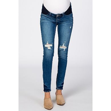 Maternity Distressed Side Insert Maternity Jeans