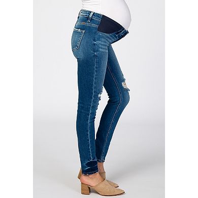 Maternity Distressed Side Insert Maternity Jeans