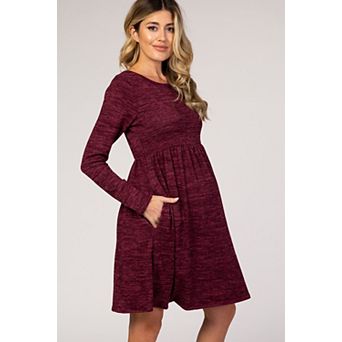 Maternity Heathered Long Sleeve Knit Dress