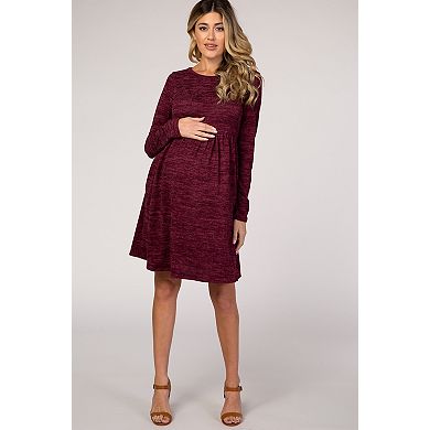 Maternity Heathered Long Sleeve Knit Dress
