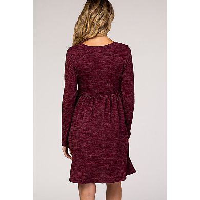 Maternity Heathered Long Sleeve Knit Dress