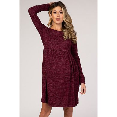 Maternity Heathered Long Sleeve Knit Dress