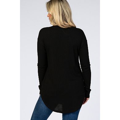 Maternity Long Sleeve Round Hem Textured Top
